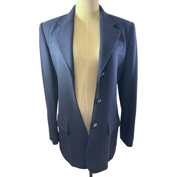 "LAUREN RALPH LAUREN" EUC Vintage Wool & Cashmere Blazer Herringbone Equestrian - Picture 2 of 14